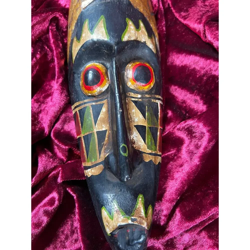 Vintage Home Decor - Decorative Wall Hanging Mask - African - 13” - Picture 11 of 12